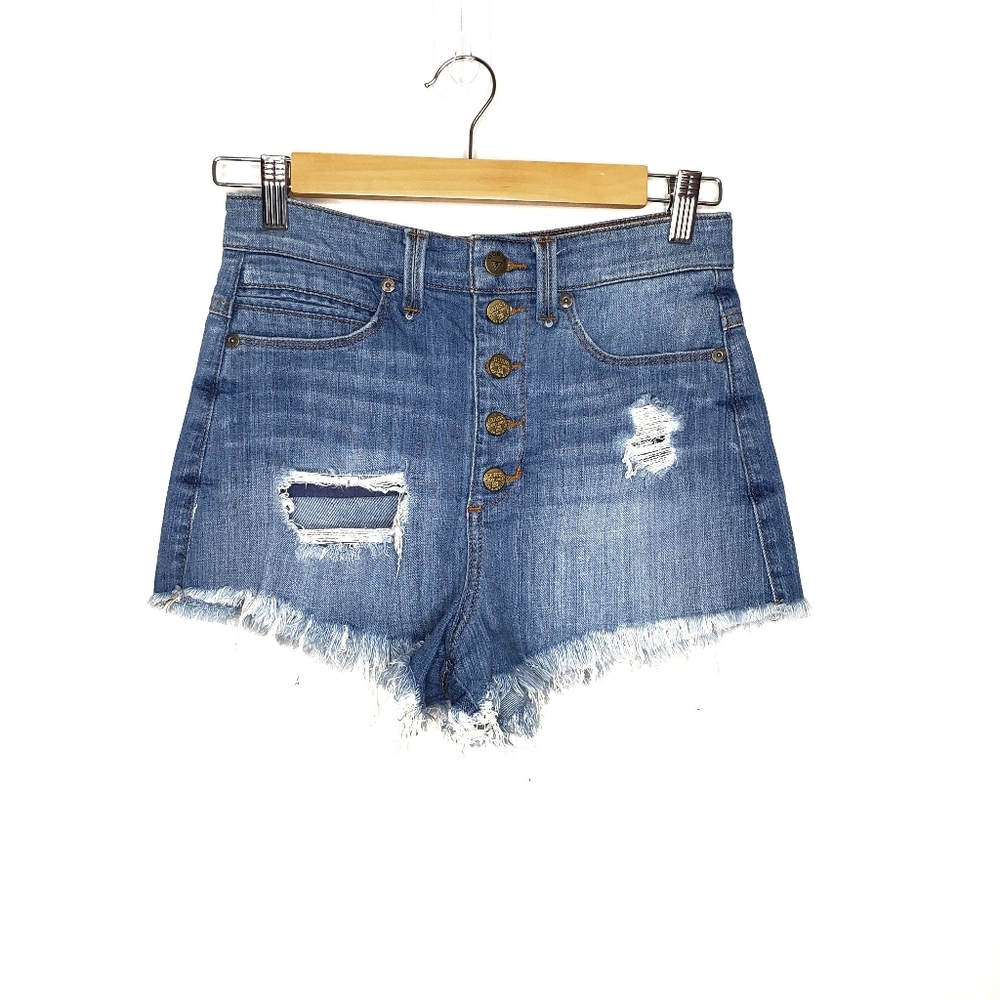 Guess High Rise Button Fly Cut Off Shorts